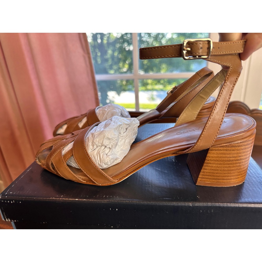 Bernardo Atlas Luggage Antique Calf Leather Caged Block Heel Sandals Mens 10